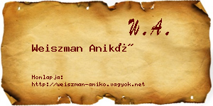 Weiszman Anikó névjegykártya